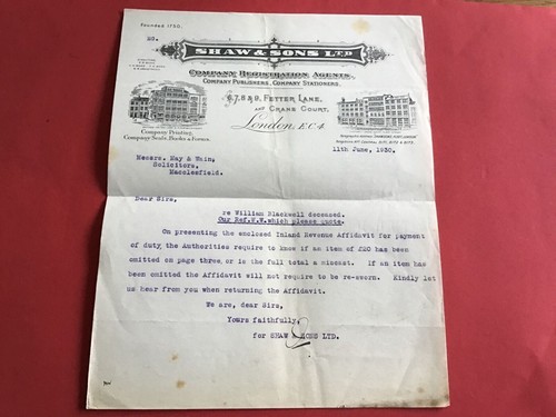 Shaw sons ltd 1930 - shaw, &